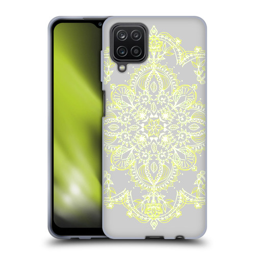 Micklyn Le Feuvre Mandala 3 Pale Lemon Yellow Lace Soft Gel Case for Samsung Galaxy A12 (2020)
