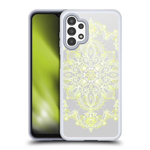 Micklyn Le Feuvre Mandala 3 Pale Lemon Yellow Lace Soft Gel Case for Samsung Galaxy A13 (2022)