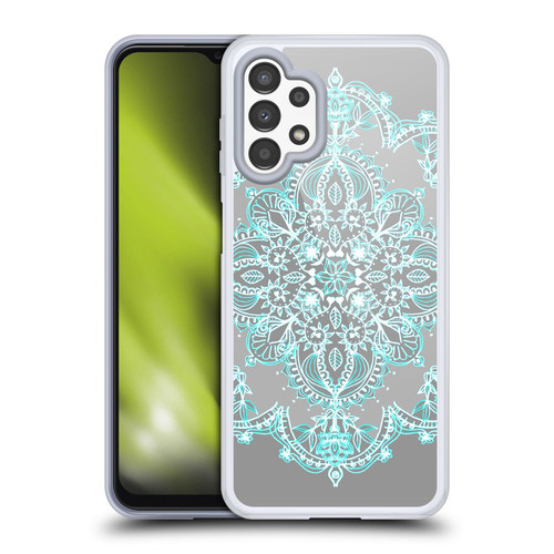 Micklyn Le Feuvre Mandala 3 Teal And Aqua Lace Soft Gel Case for Samsung Galaxy A13 (2022)