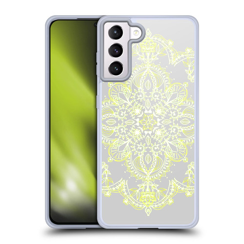 Micklyn Le Feuvre Mandala 3 Pale Lemon Yellow Lace Soft Gel Case for Samsung Galaxy S21+ 5G & MagSafe