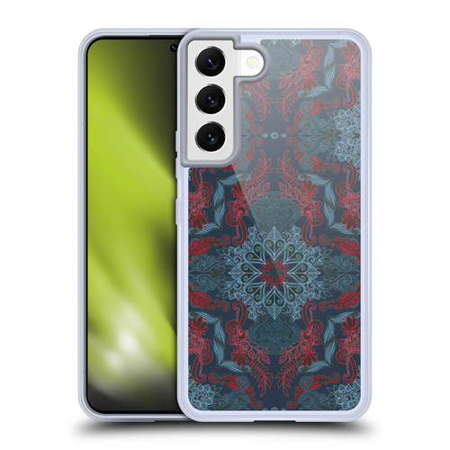 Micklyn Le Feuvre Mandala Fancy Navy Blue and Red Soft Gel Case for Samsung Galaxy S22 5G & MagSafe