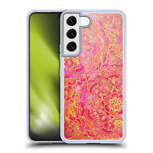 Micklyn Le Feuvre Mandala Hot Pink Gold and Orange Soft Gel Case for Samsung Galaxy S22 5G & MagSafe