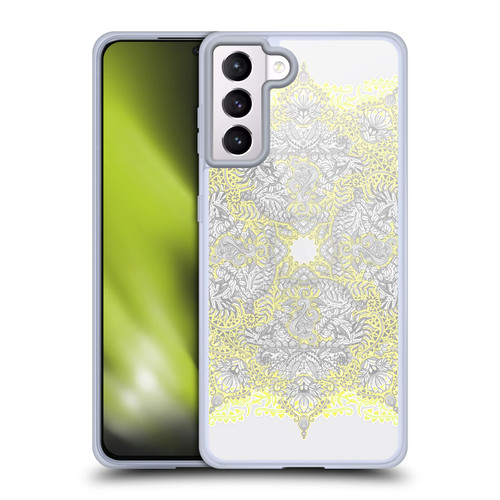 Micklyn Le Feuvre Mandala 3 Sunny Doodle In Yellow And Grey Soft Gel Case for Samsung Galaxy S21+ 5G & MagSafe