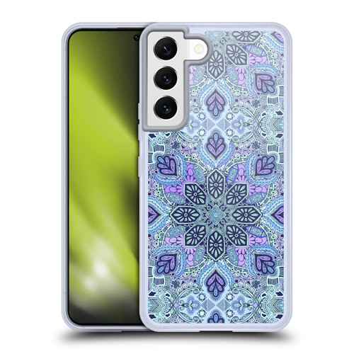 Micklyn Le Feuvre Mandala Navy Blue Mint and Purple Soft Gel Case for Samsung Galaxy S22 5G & MagSafe