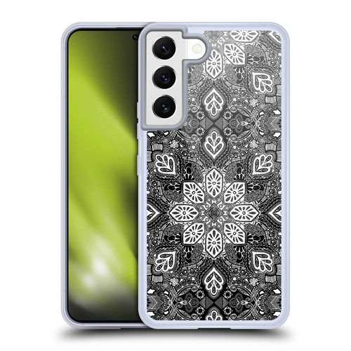 Micklyn Le Feuvre Mandala Lace in White on Black Soft Gel Case for Samsung Galaxy S22 5G & MagSafe