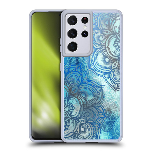 Micklyn Le Feuvre Mandala 3 Lost In Blue A Daydream Made Visible Soft Gel Case for Samsung Galaxy S21 Ultra 5G & MagSafe