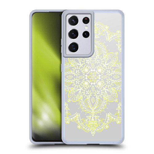Micklyn Le Feuvre Mandala 3 Pale Lemon Yellow Lace Soft Gel Case for Samsung Galaxy S21 Ultra 5G & MagSafe