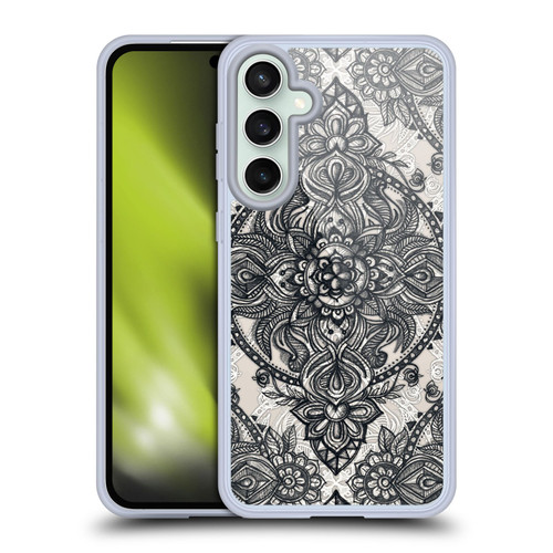 Micklyn Le Feuvre Mandala 3 Charcoal Lace Pencil Doodle Soft Gel Case for Samsung Galaxy S23 FE 5G & MagSafe