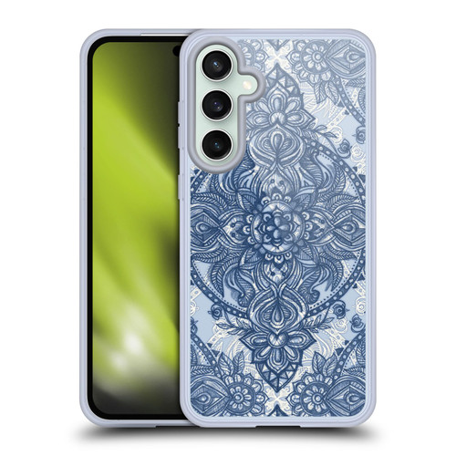 Micklyn Le Feuvre Mandala 3 Denim Blue Lace Pencil Doodle Soft Gel Case for Samsung Galaxy S23 FE 5G & MagSafe