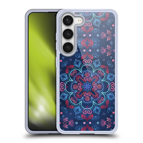 Micklyn Le Feuvre Mandala Cherry Red and Navy Blue Soft Gel Case for Samsung Galaxy S23 5G & MagSafe