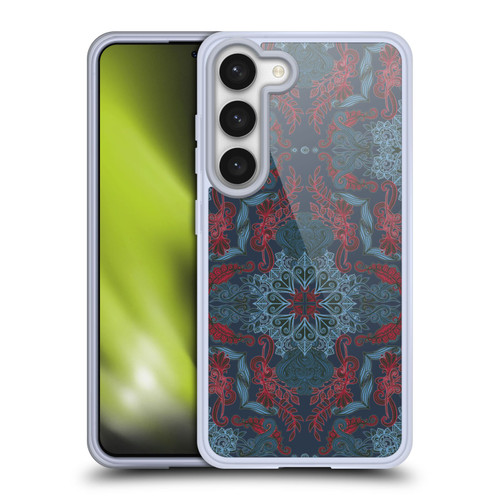Micklyn Le Feuvre Mandala Fancy Navy Blue and Red Soft Gel Case for Samsung Galaxy S23 5G & MagSafe