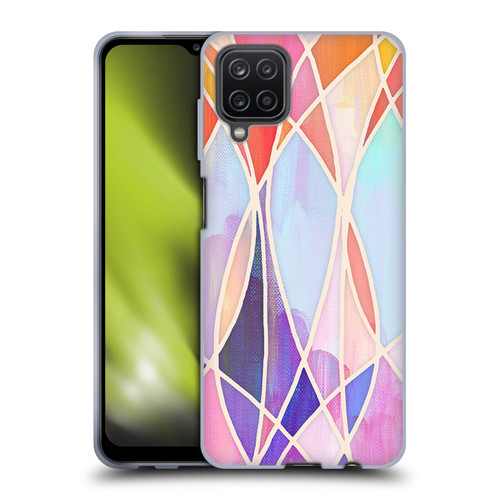 Micklyn Le Feuvre Patterns Purple and Peach Love Pastel Soft Gel Case for Samsung Galaxy A12 (2020)