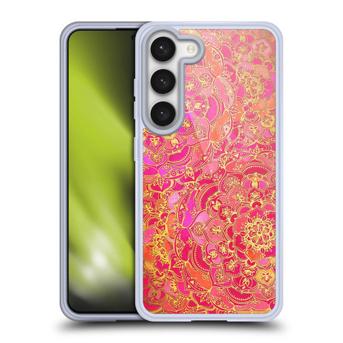 Micklyn Le Feuvre Mandala Hot Pink Gold and Orange Soft Gel Case for Samsung Galaxy S23 5G & MagSafe