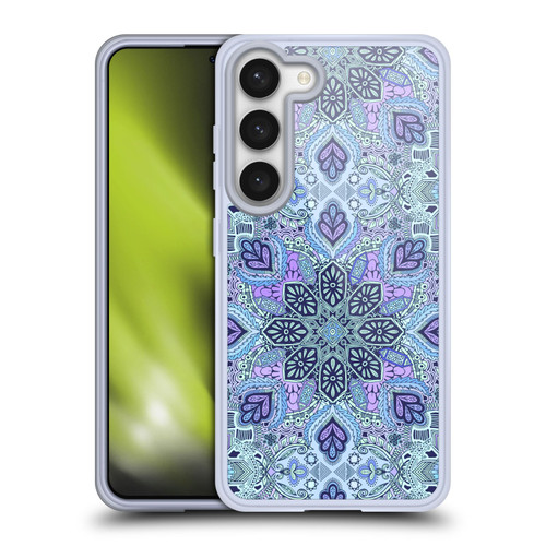 Micklyn Le Feuvre Mandala Navy Blue Mint and Purple Soft Gel Case for Samsung Galaxy S23 5G & MagSafe