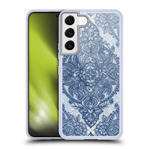Micklyn Le Feuvre Mandala 3 Denim Blue Lace Pencil Doodle Soft Gel Case for Samsung Galaxy S22 5G & MagSafe