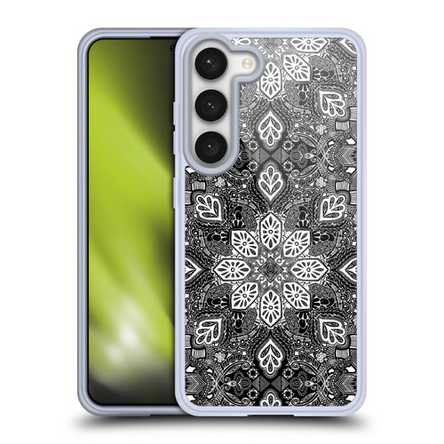 Micklyn Le Feuvre Mandala Lace in White on Black Soft Gel Case for Samsung Galaxy S23 5G & MagSafe