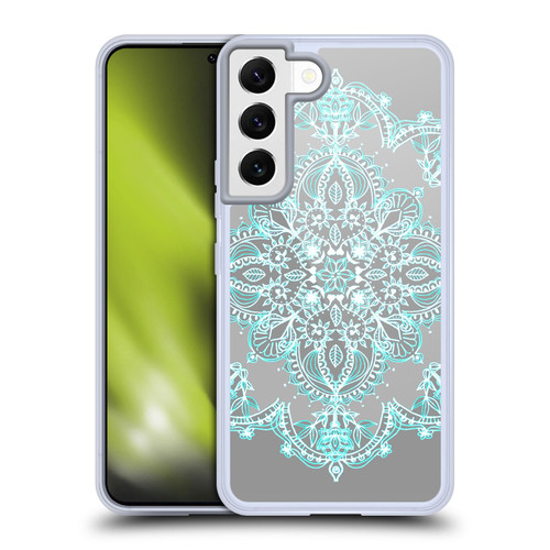 Micklyn Le Feuvre Mandala 3 Teal And Aqua Lace Soft Gel Case for Samsung Galaxy S22 5G & MagSafe