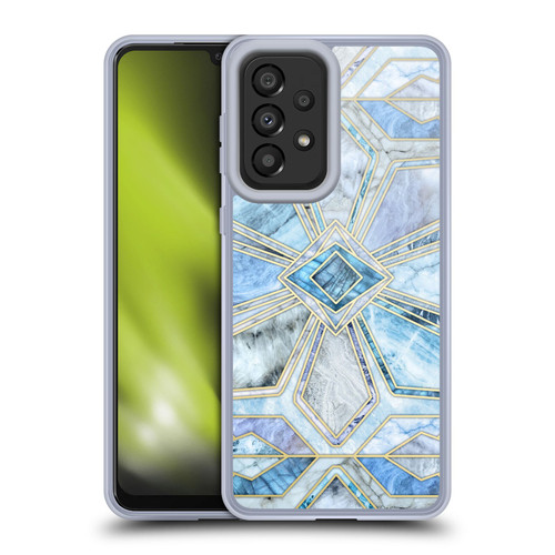 Micklyn Le Feuvre Marble Patterns Geometric Gilded Stone Tiles In Soft Blues Soft Gel Case for Samsung Galaxy A33 5G (2022)