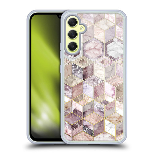 Micklyn Le Feuvre Marble Patterns Blush Quartz Honeycomb Soft Gel Case for Samsung Galaxy A34 5G