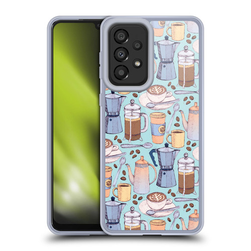 Micklyn Le Feuvre Patterns 2 Coffee Love On Blue Soft Gel Case for Samsung Galaxy A33 5G (2022)