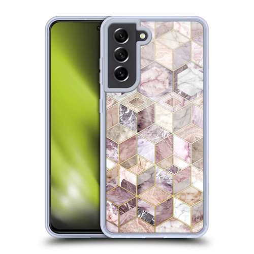 Micklyn Le Feuvre Marble Patterns Blush Quartz Honeycomb Soft Gel Case for Samsung Galaxy S21 FE 5G & MagSafe