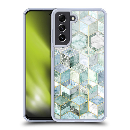 Micklyn Le Feuvre Marble Patterns Jade Honeycomb Soft Gel Case for Samsung Galaxy S21 FE 5G & MagSafe