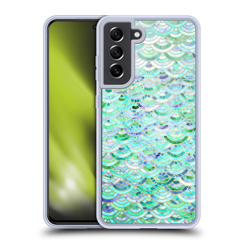Micklyn Le Feuvre Marble Patterns Mosaic In Mint Quartz And Jade Soft Gel Case for Samsung Galaxy S21 FE 5G & MagSafe