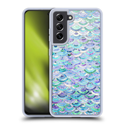 Micklyn Le Feuvre Marble Patterns Mosaic In Sapphire And Emerald Soft Gel Case for Samsung Galaxy S21 FE 5G & MagSafe