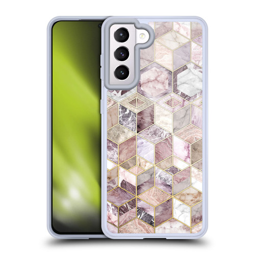 Micklyn Le Feuvre Marble Patterns Blush Quartz Honeycomb Soft Gel Case for Samsung Galaxy S21 5G & MagSafe