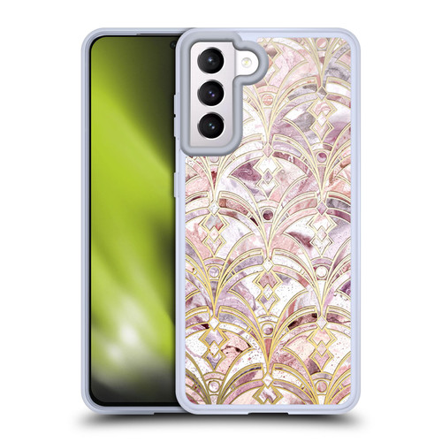 Micklyn Le Feuvre Marble Patterns Dusty Rose And Coral Art Deco Marbling Pattern Soft Gel Case for Samsung Galaxy S21 5G & MagSafe