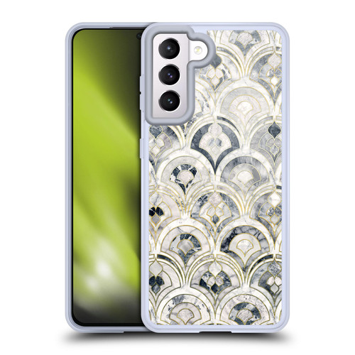 Micklyn Le Feuvre Marble Patterns Monochrome Art Deco Tiles Soft Gel Case for Samsung Galaxy S21 5G & MagSafe