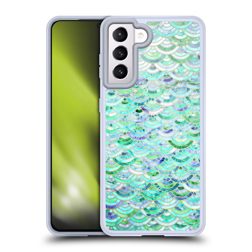 Micklyn Le Feuvre Marble Patterns Mosaic In Mint Quartz And Jade Soft Gel Case for Samsung Galaxy S21 5G & MagSafe