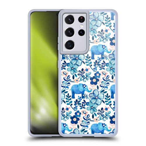 Micklyn Le Feuvre Patterns 2 Watercolour Floral Elephant Soft Gel Case for Samsung Galaxy S21 Ultra 5G & MagSafe