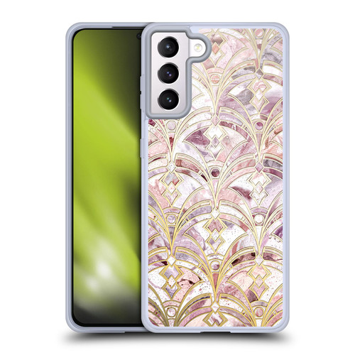 Micklyn Le Feuvre Marble Patterns Dusty Rose And Coral Art Deco Marbling Pattern Soft Gel Case for Samsung Galaxy S21+ 5G & MagSafe