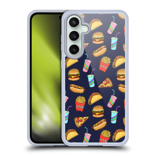 Micklyn Le Feuvre Patterns 2 Fast Food On Navy Soft Gel Case for Samsung Galaxy S23 FE 5G & MagSafe
