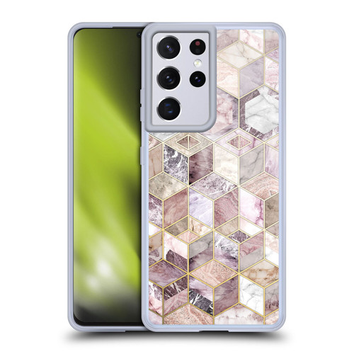 Micklyn Le Feuvre Marble Patterns Blush Quartz Honeycomb Soft Gel Case for Samsung Galaxy S21 Ultra 5G & MagSafe