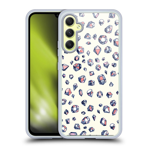 Micklyn Le Feuvre Patterns Navy and Coral Crystals Soft Gel Case for Samsung Galaxy A34 5G