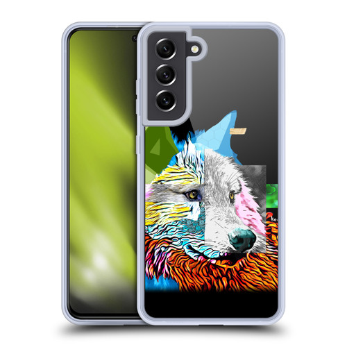 Michel Keck Animal Collage Wolf Soft Gel Case for Samsung Galaxy S21 FE 5G & MagSafe