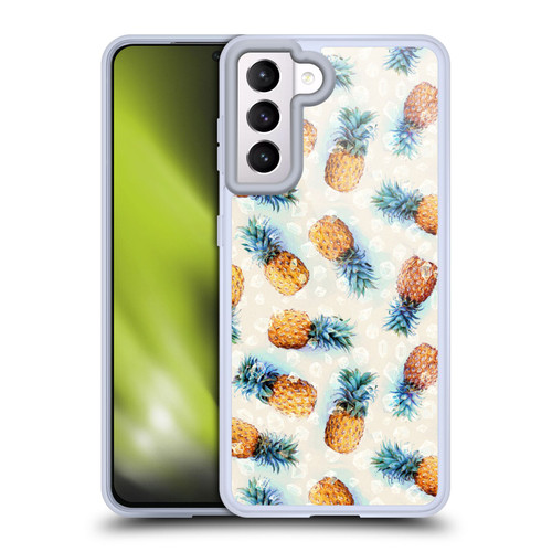 Micklyn Le Feuvre Patterns Pineapples and Crystals Soft Gel Case for Samsung Galaxy S21 5G & MagSafe
