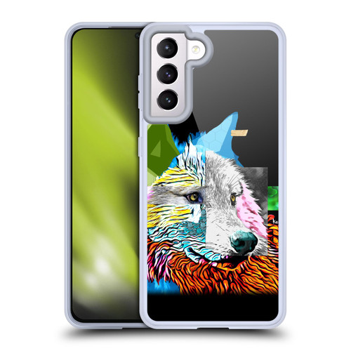 Michel Keck Animal Collage Wolf Soft Gel Case for Samsung Galaxy S21 5G & MagSafe