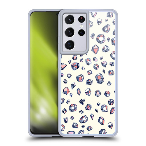 Micklyn Le Feuvre Patterns Navy and Coral Crystals Soft Gel Case for Samsung Galaxy S21 Ultra 5G & MagSafe