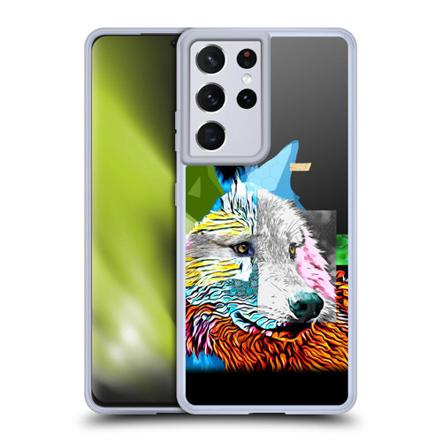 Michel Keck Animal Collage Wolf Soft Gel Case for Samsung Galaxy S21 Ultra 5G & MagSafe