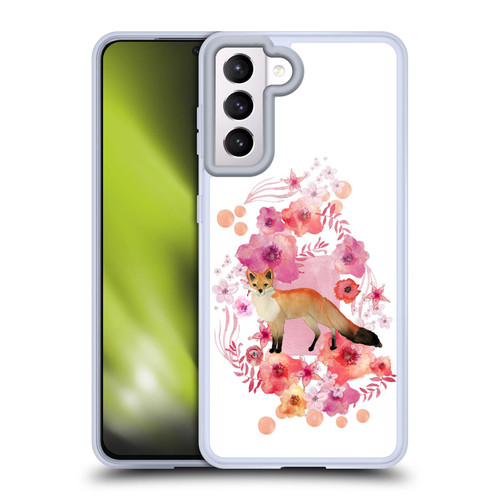 Monika Strigel Animals And Flowers Fox Soft Gel Case for Samsung Galaxy S21 5G & MagSafe