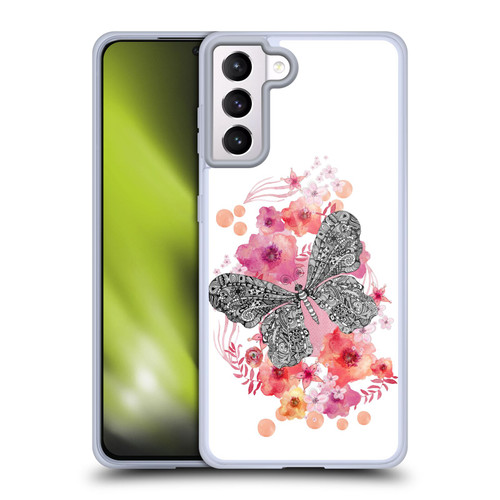 Monika Strigel Animals And Flowers Butterfly Soft Gel Case for Samsung Galaxy S21+ 5G & MagSafe