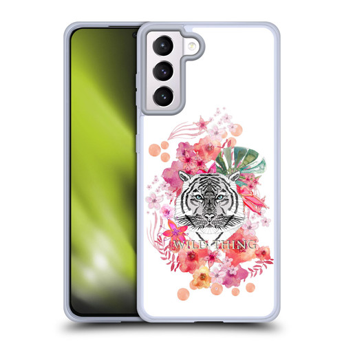Monika Strigel Animals And Flowers Tiger Soft Gel Case for Samsung Galaxy S21+ 5G & MagSafe