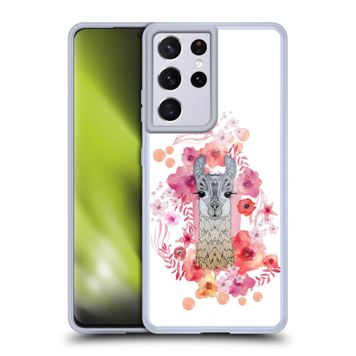 Monika Strigel Animals And Flowers Baby Llama Soft Gel Case for Samsung Galaxy S21 Ultra 5G & MagSafe