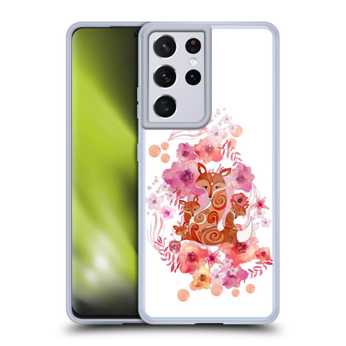 Monika Strigel Animals And Flowers Fox Family Soft Gel Case for Samsung Galaxy S21 Ultra 5G & MagSafe