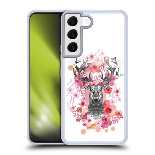 Monika Strigel Animals And Flowers Stag Aztec Soft Gel Case for Samsung Galaxy S22 5G & MagSafe
