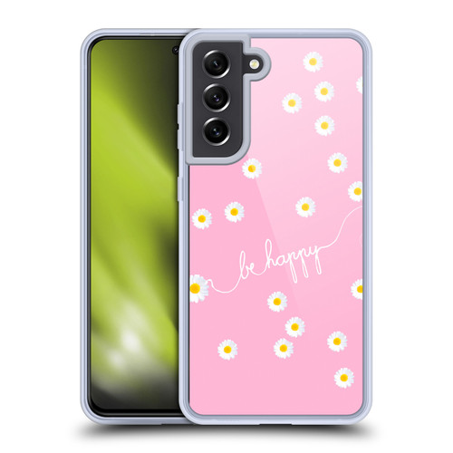 Monika Strigel Happy Daisy Pink Soft Gel Case for Samsung Galaxy S21 FE 5G & MagSafe