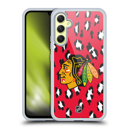 NHL Chicago Blackhawks Leopard Patten Soft Gel Case for Samsung Galaxy A34 5G